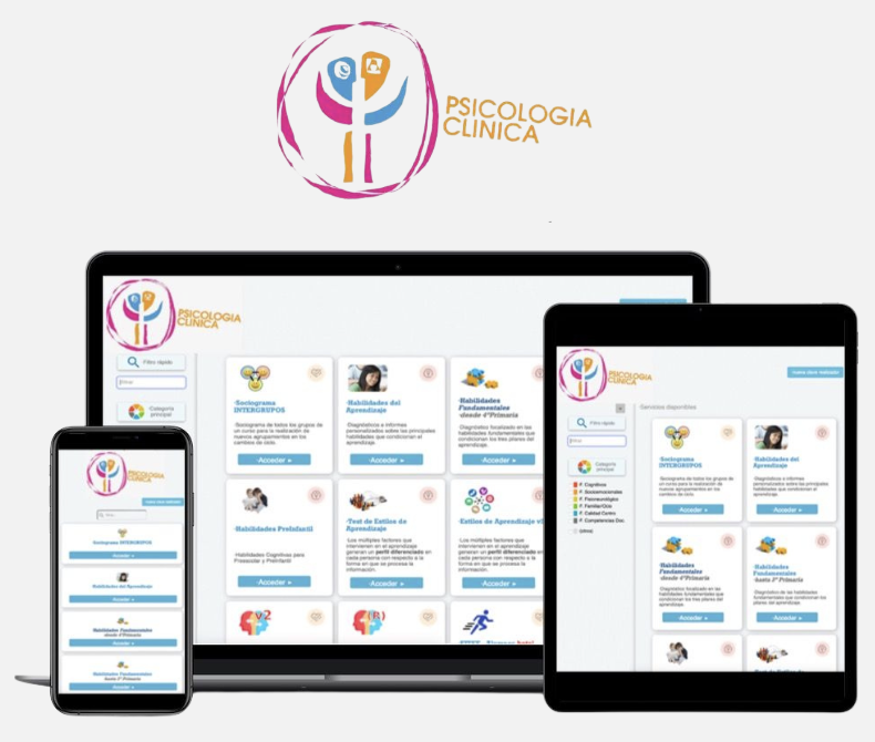 Ejemplo de la plataforma PSICÓMETRA en dispositivos móviles, tablet y ordenador